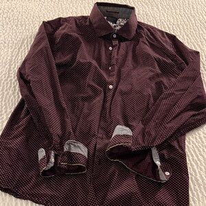 Cactus Maroon and White Polka Dot Men's Shirt